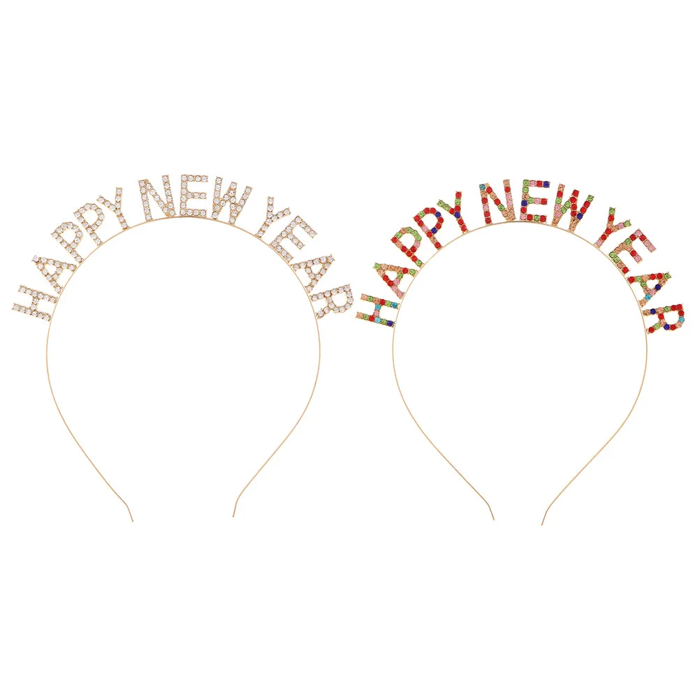 

2 Pcs Head Band Sparkly Tiaras Years Eve Accessories for Women Decorate