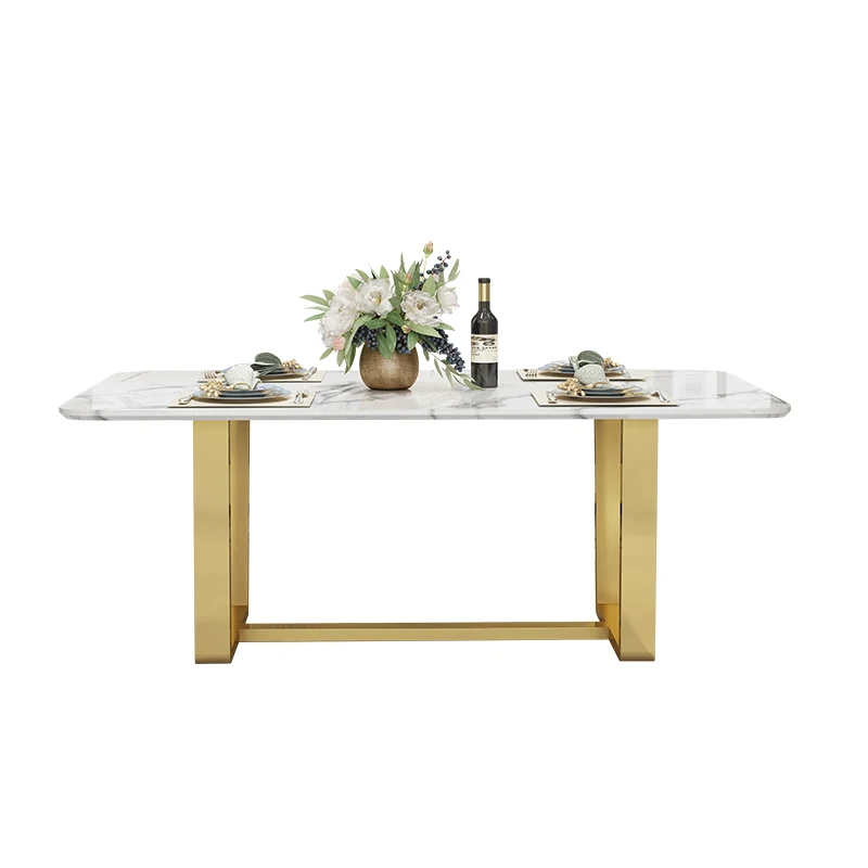 

Обеденный стол и стул Rock marble, минималистичный размер, роскошный обеденный стол из нержавеющей стали, для домашнего использования