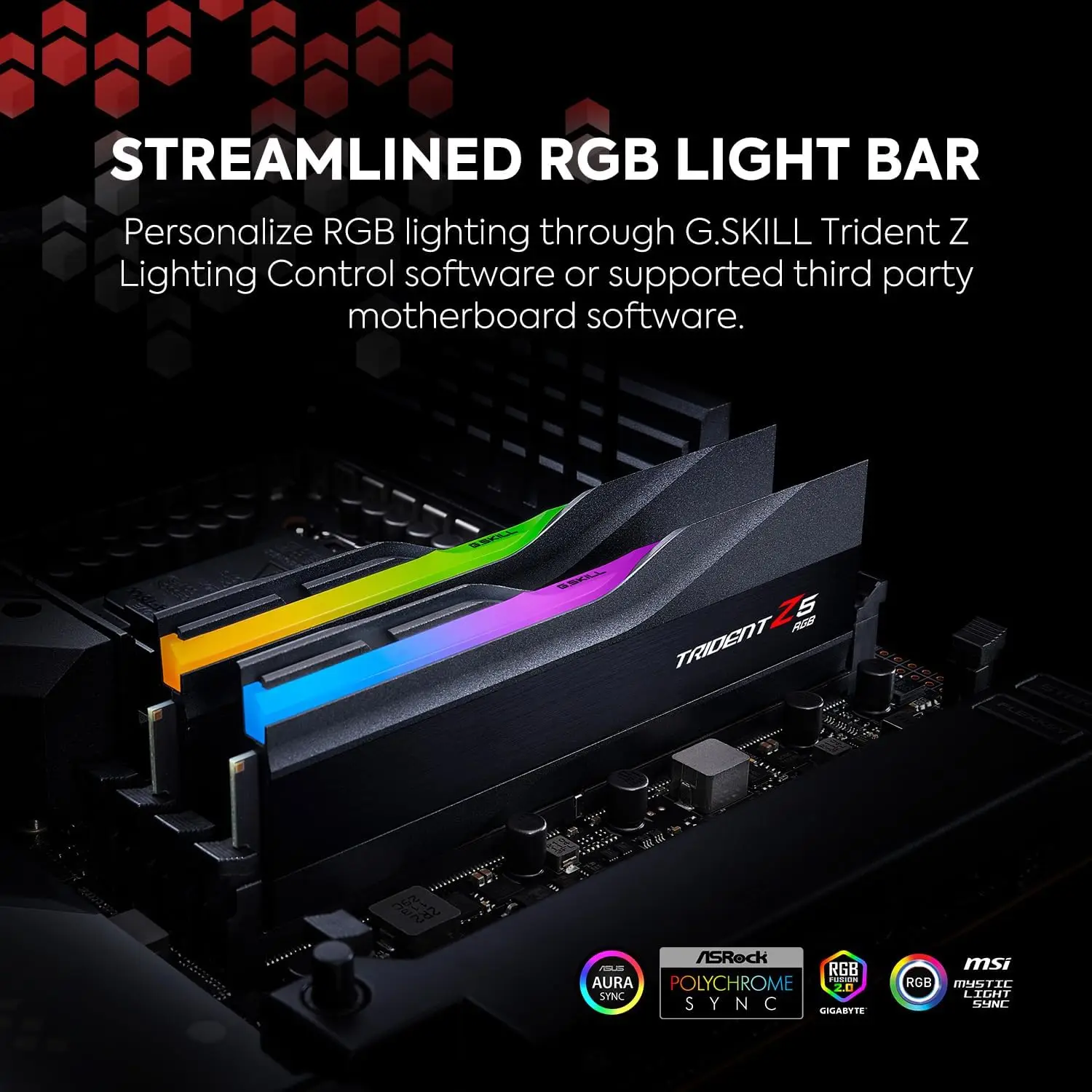 メモリー G.SKILL Trident Z5  DDR5-6400 64G G.SKILL Trident Z5 RGB Series 64GB (2 x 32GB) 288-Pin PC RAM