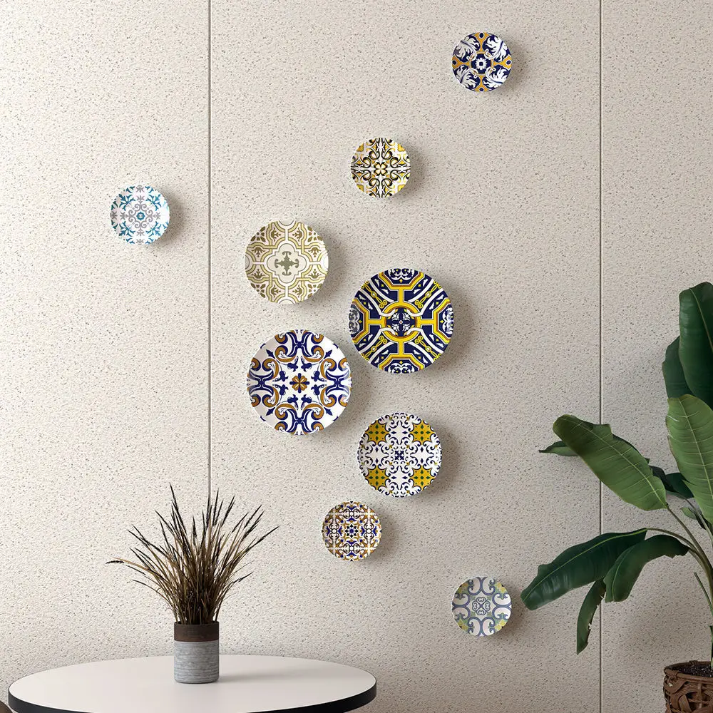 Ceramic Decorative Hanging Plate Wall Decoration Bohemian Moroccan Auspicious Festive Hanging Plate Wall Haning Plate ZD949 5