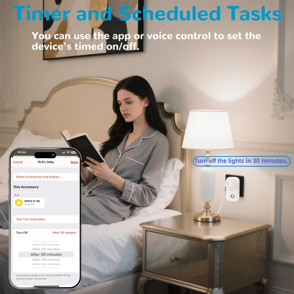 Matter Smart Plug CH|IS Siri Alexa Apple Home SmartThings Google Remote Voice Control Timer Energy-Saving Power Metering Socket - 6