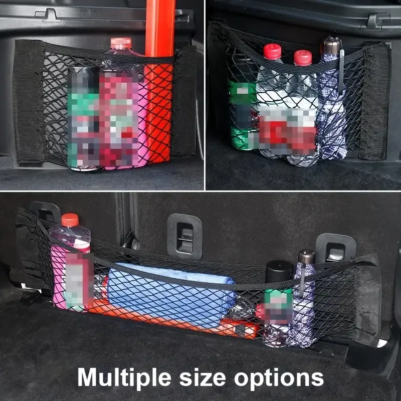 Boot Storage Organizer Universal Car Double Mesh Trunk Storage Net Built-in Bag Fire Extinguisher Fixed Net