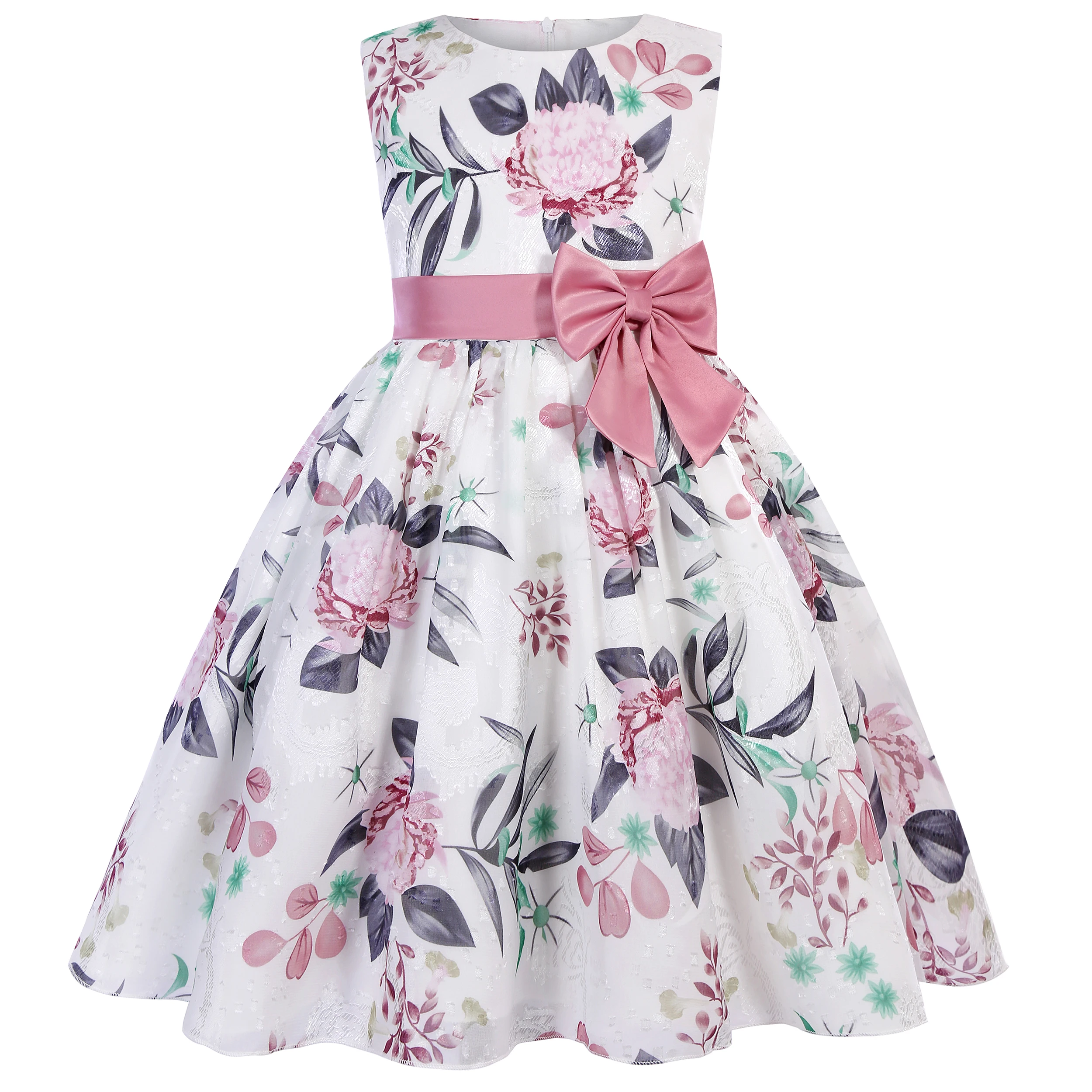 Bridesmaid Dress for Girls with Bow Decoration Special Occasion Children's Flower Girl Costume Suitable for Wedding Banquet - 3