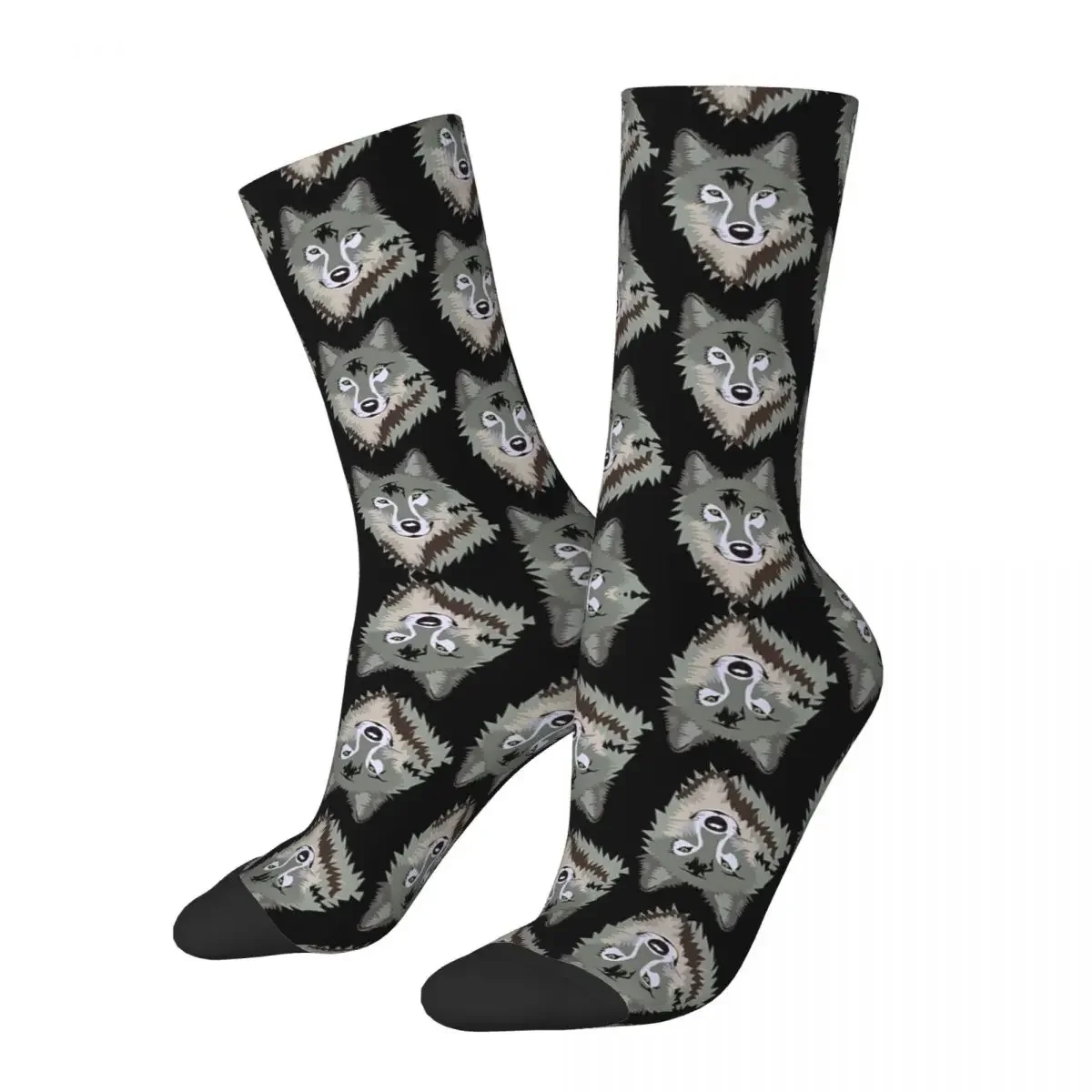 

Happy Grey Wolf Socks Harajuku High Quality Stockings All Season Long Socks Accessories for Man's Woman's Christmas Gifts