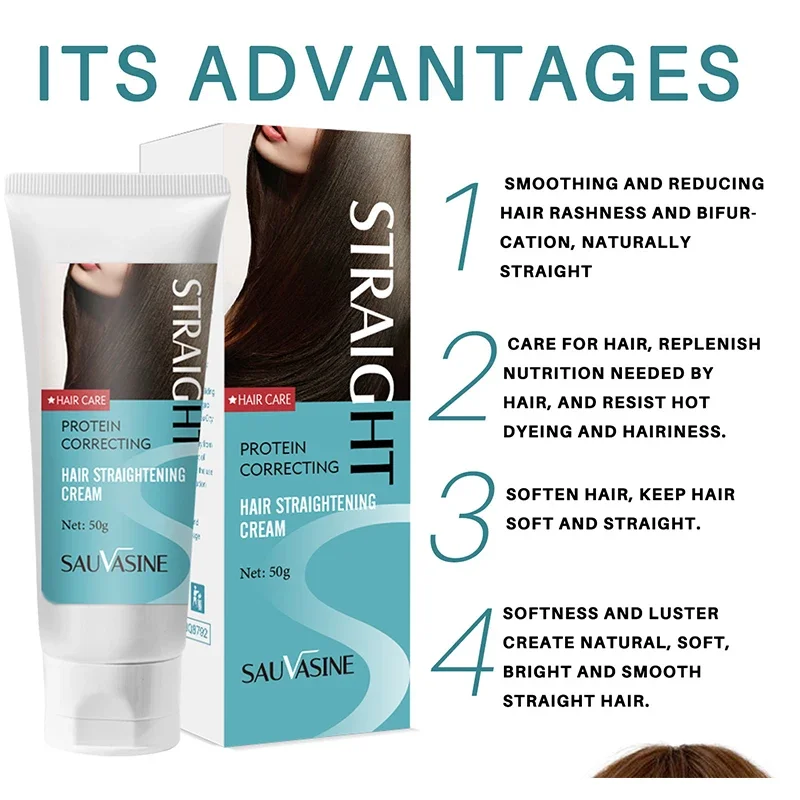بروتين للشعر Keratin Straight Hair Cream Smoothes Hair Improve Quality Reduce Dryness Provides Permanent Straight Care