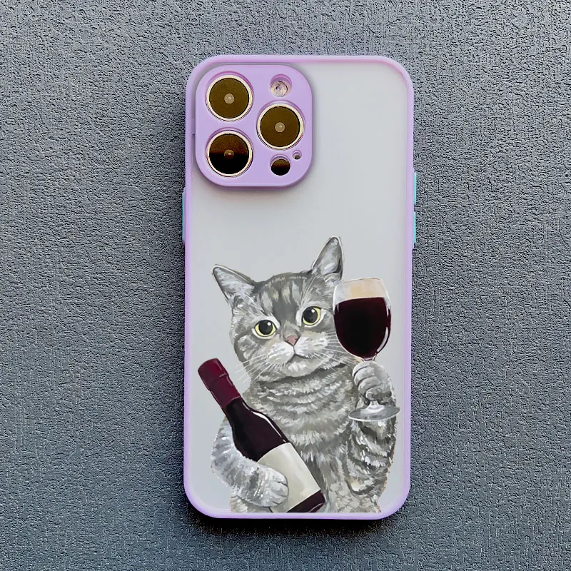 Charming Happy Cat Red Wine Decorative Phone Case
