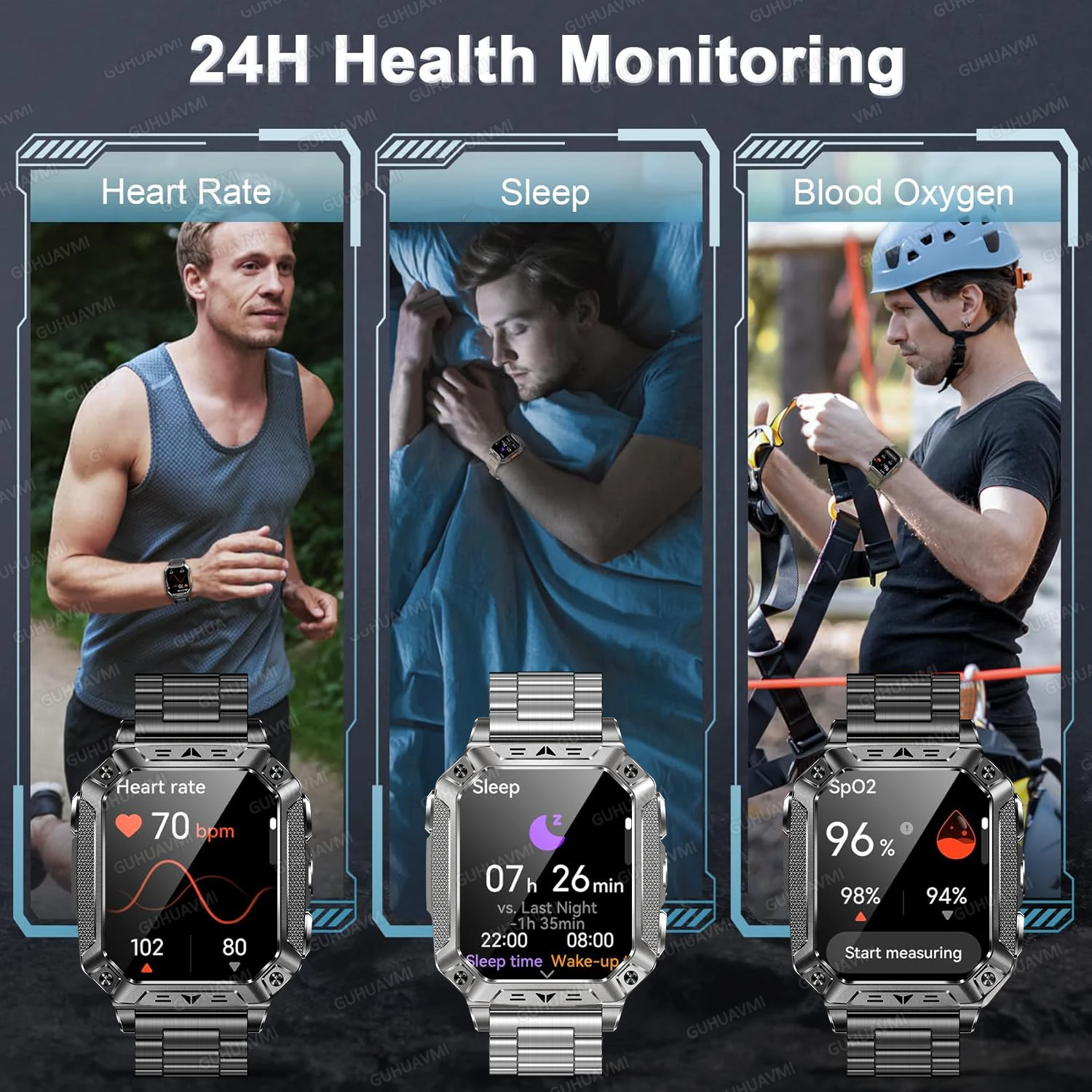 2026 Military 1400mAh Battery Smart Watch Adult Men Bluetooth Call AMOLED Screen Heart Rate 10ATM Waterproof Swim SmartWatches 4