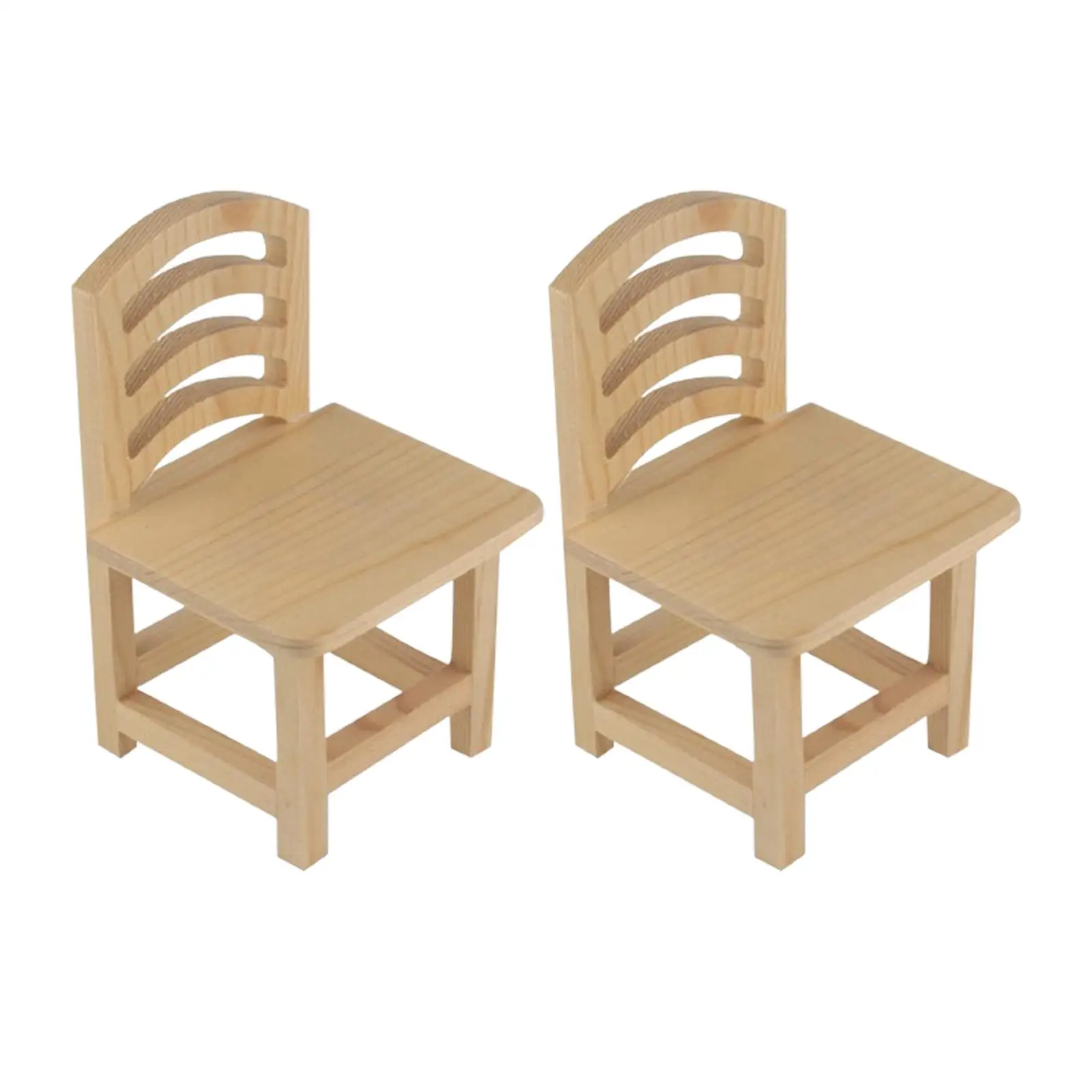 

2 Pieces Miniature Chair Toy Unpainted Model Dollhouse Furniture Accessories DIY Project Pretend Play Kids Gift DIY Scene
