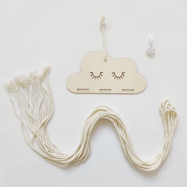 INS Nordic Wooden Cloud Baby Hair Clips Holder Princess Girls Hairpin Hairband Storage Pendant Jewelry Organizer Wall Ornaments A