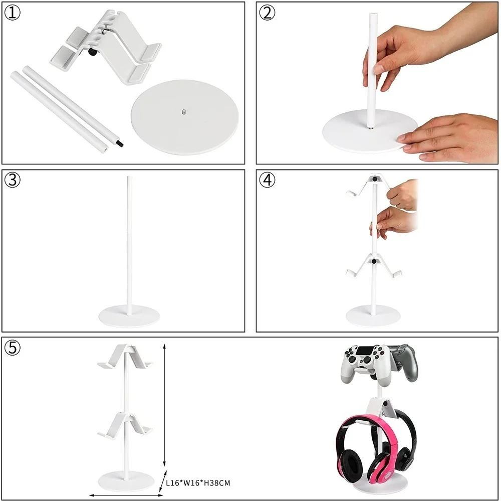 Armazenamento Rack para Sala de Jogos Acessórios Controlador Joystick Stand Suporte para Fone de Ouvido Ps5 Ps4 Xbox One Tier Controller Branco - Image 2