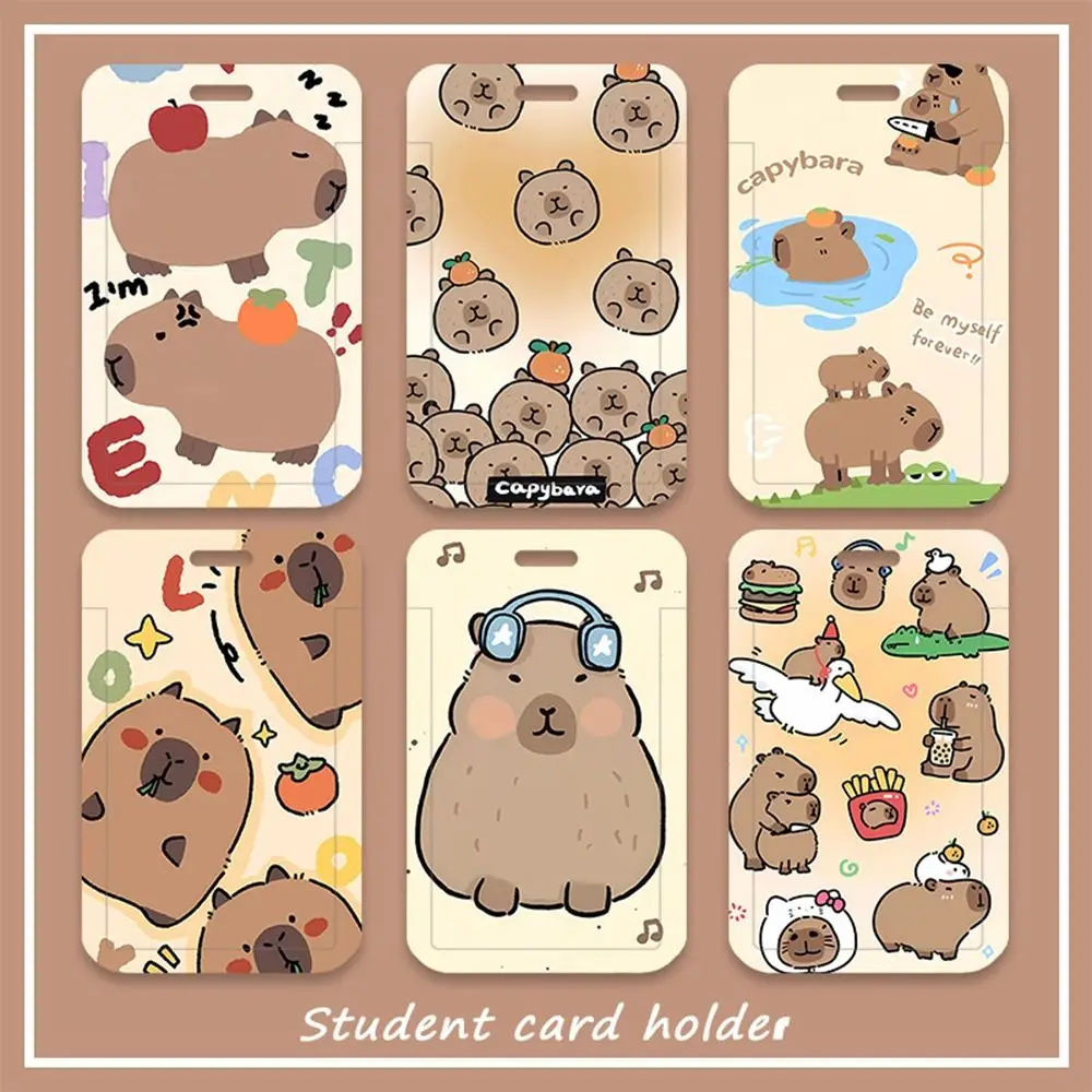 Cute Gift Cartoon Capybara Card Holder Portable Card Storage Cover Korean Case Bus Credit Holder ID Badge