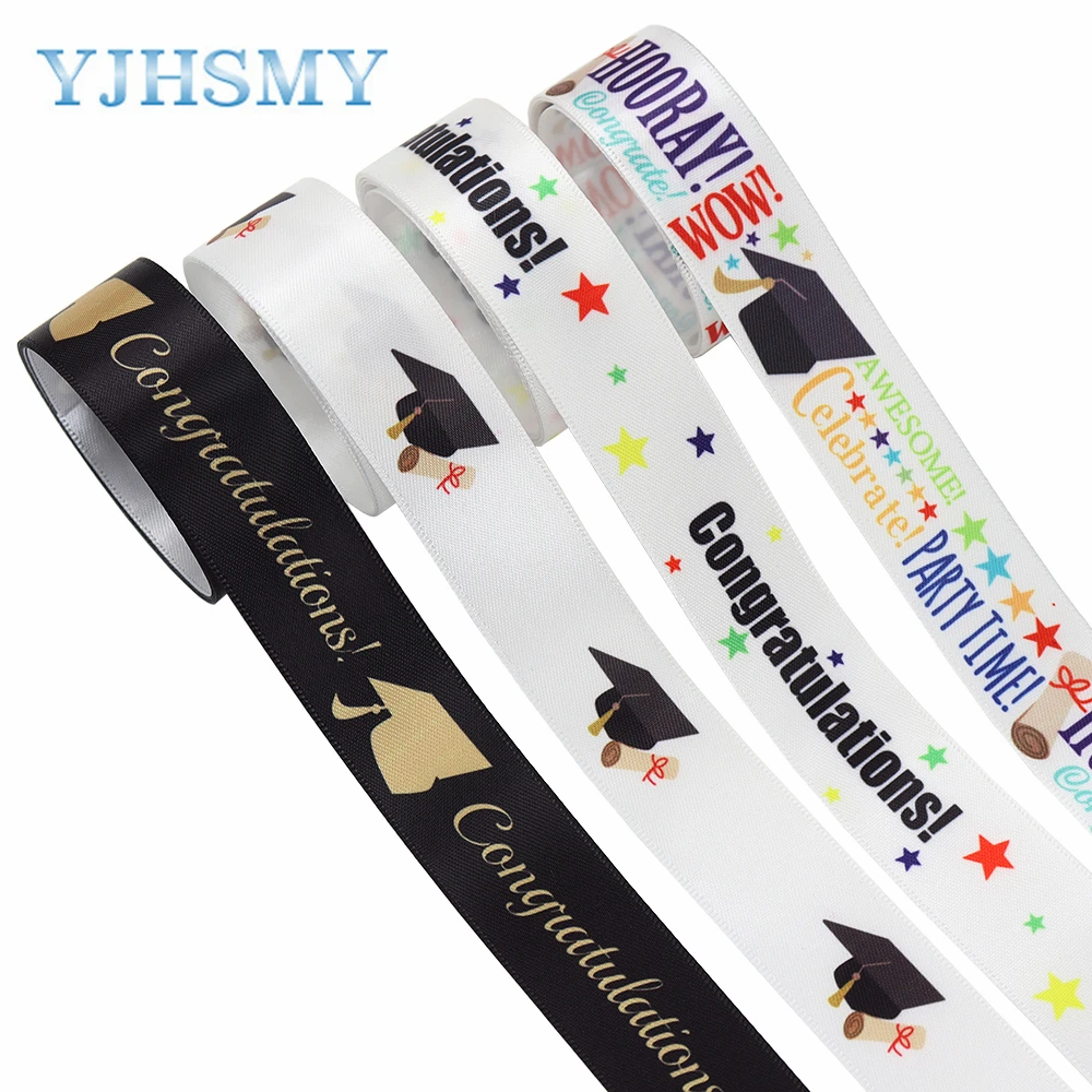 Graduation Ribbon,Congrats Grad Satin Ribbon Use for Gift Wrapping,Graduation Party Decoration,3/8 Inches