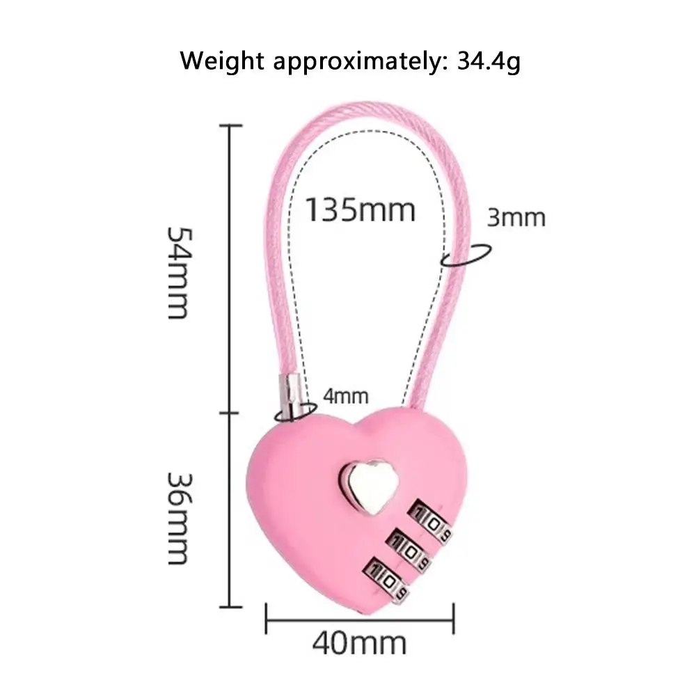 Fashion Heart Style 3 Digit Password Combination Lock New Love Password Lock Password Code Padlock Concentric Lock Padlock