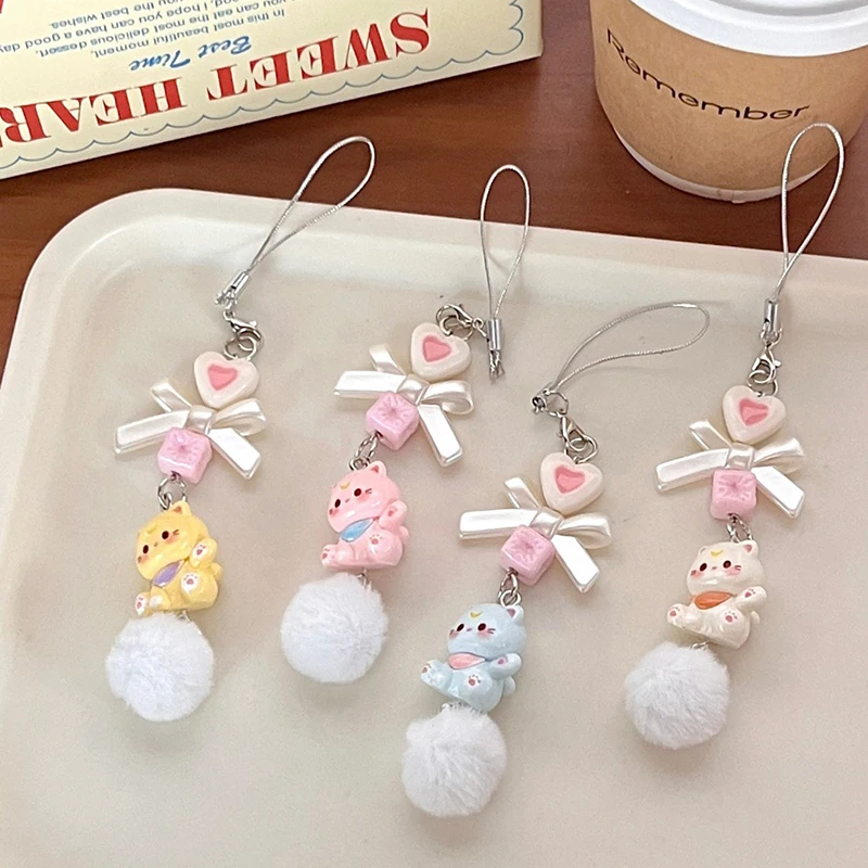 Wind Chimes Cartoon Keychain Dog Cat Keychains Mobile Phone Chain Pendant Backpack Hanging Pendants Decoration Bag Accessories Wind Chime Stainless Steel Keychain Phone Strap Pendant