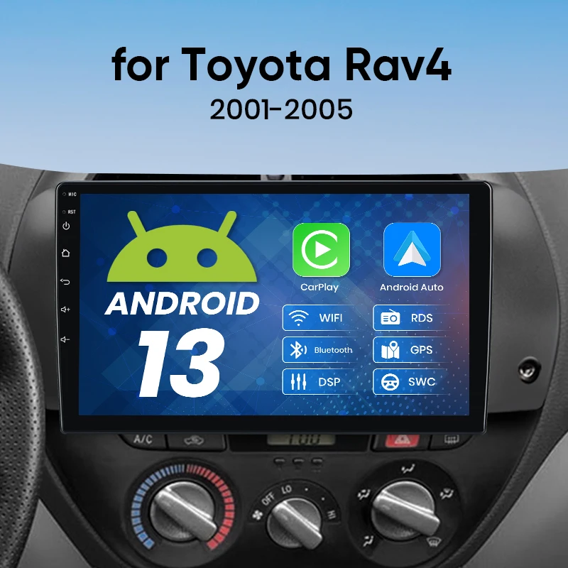 Wireless CarPlay Android Auto Radio For Toyota RAV4 2001-2005 Car Multimedia Player GPS 2din Autoradio Stereo RDS Navigation 4G
