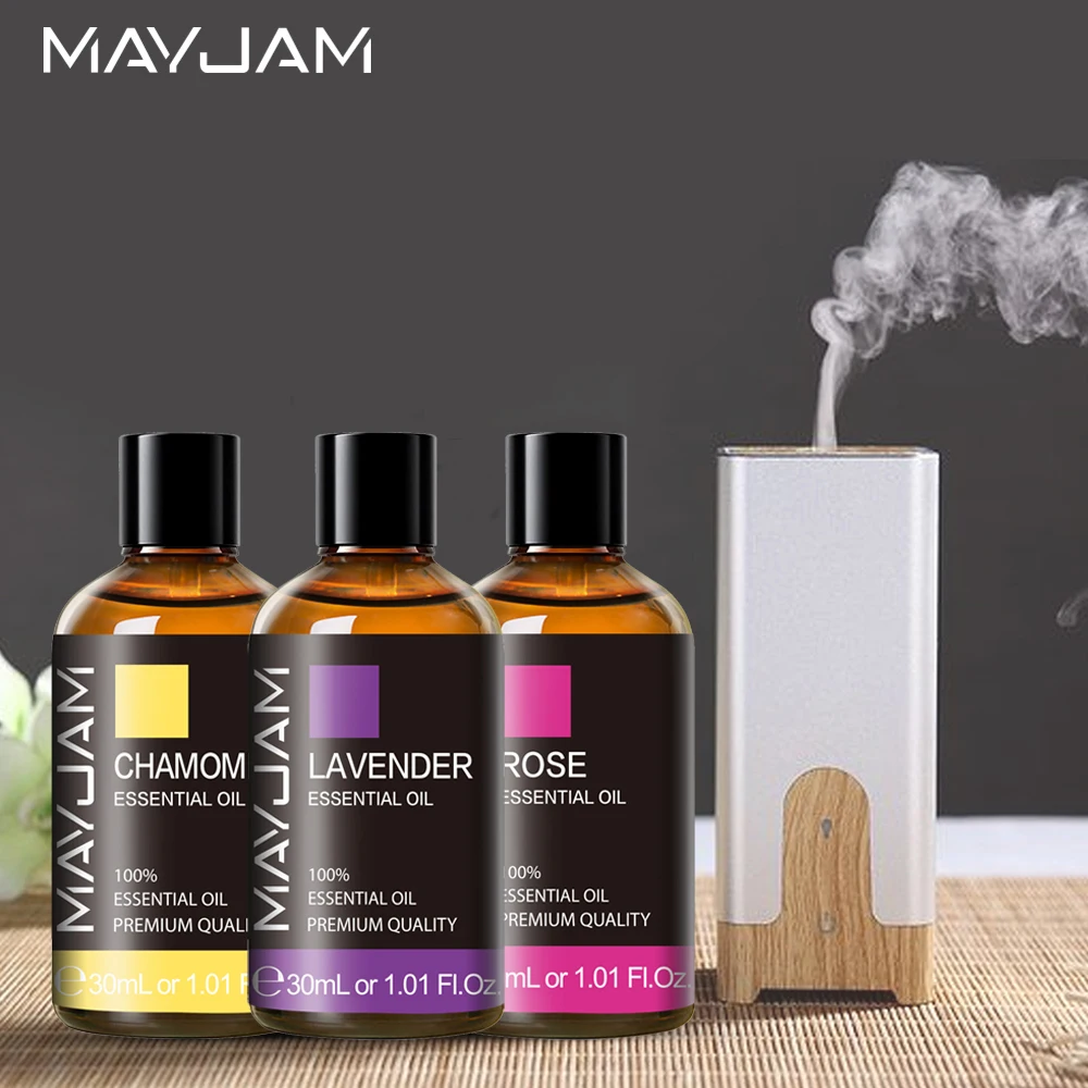 pure natural therapeutic grade essential oils tea tree rose jasmine mint vanilla eucalyptus for skin care massage diffuser oil MAYJAM Humidifier Essential Oil Lavender Vanilla Sandalwood Eucalyptus Geranium Tea tree Oil For Skin Care Massage Diffuser Oil