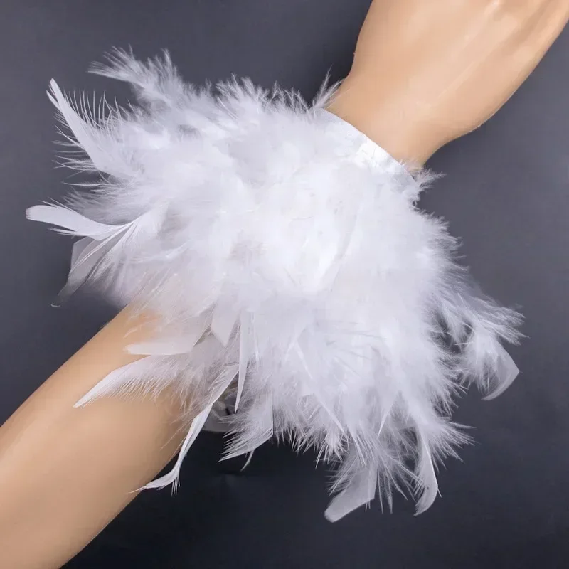 Detachable Wrist Cuffs Omen Natural Fur Feather Cuffs
