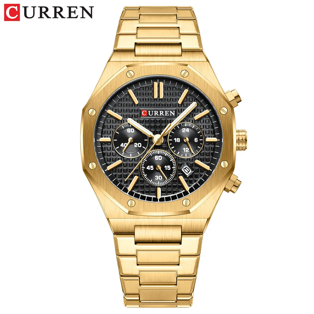 

Fashion Curren Top Brand 8440 Men Multi-function Calendar Six-pin Full Stainless Steel Quartz Sport Luxury Business Wrist Watch