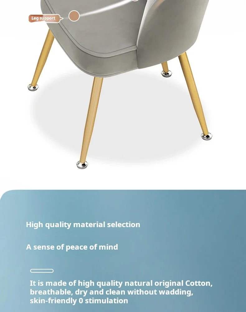 Description Picture 6 of itemNordic Modern Dining Chairs Luxury Backrest Chair Velvet Bedroom Vanity Chair INS Simple Manicure Dressing Table Stool