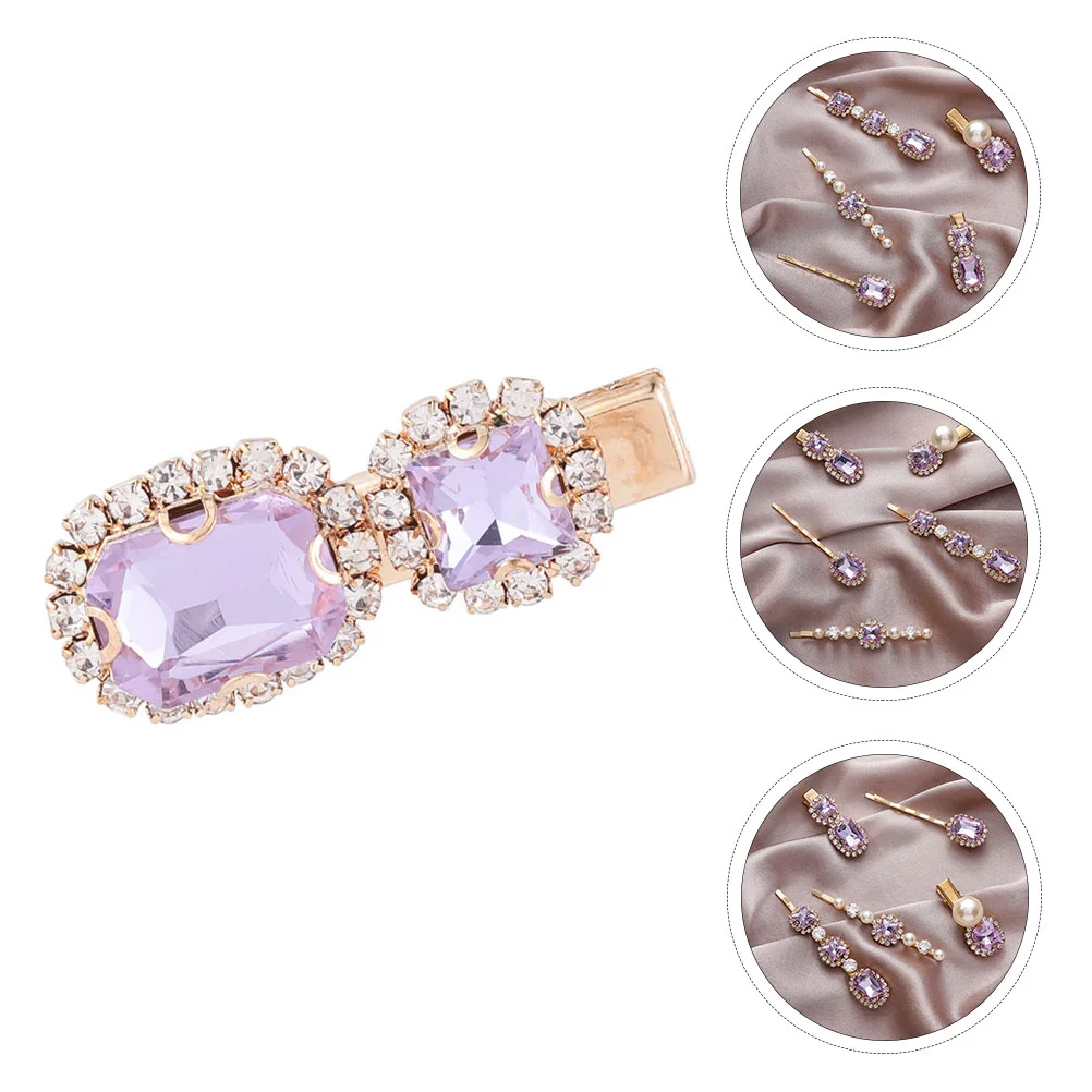 

5 Pcs Hair Clips Pearl Styling Birthday Gift Present Fashionable Barrettes Alloy Purple Retro Clamps Bride