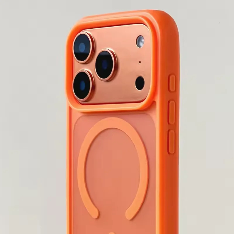 Luxury Alloy Bracket MagSafe Phone Case with Magnetic Wireless Charging and Shockproof PC Cover