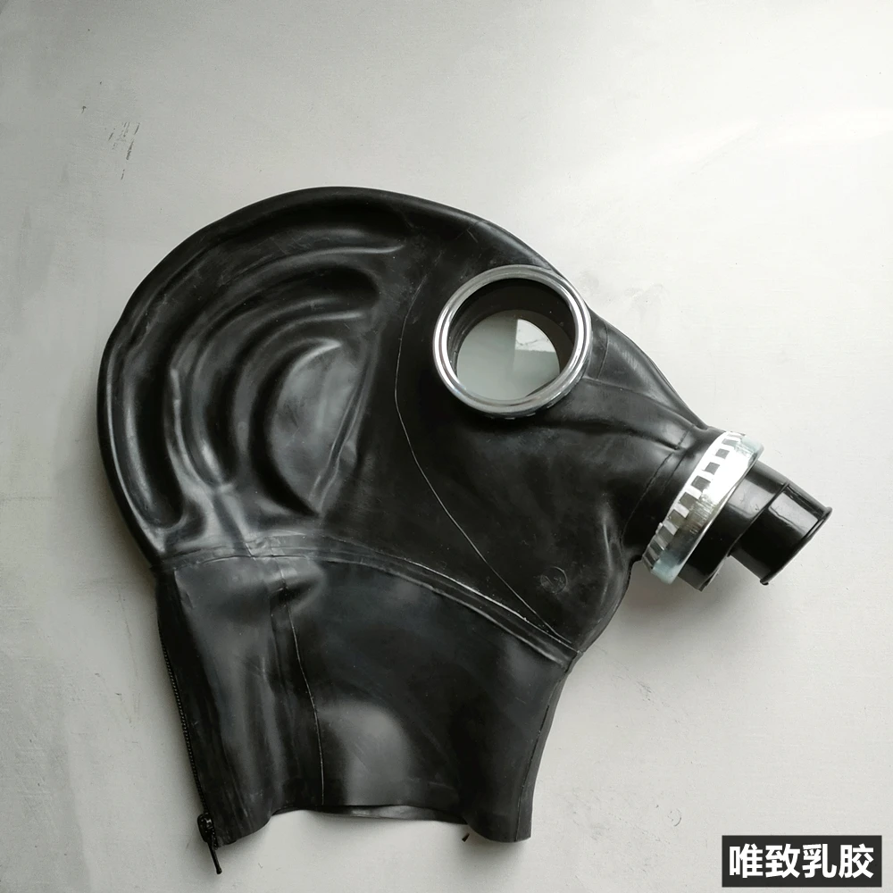 

Latex hood natural latex all-inclusive closed headgear gas mask respirator rear zipper