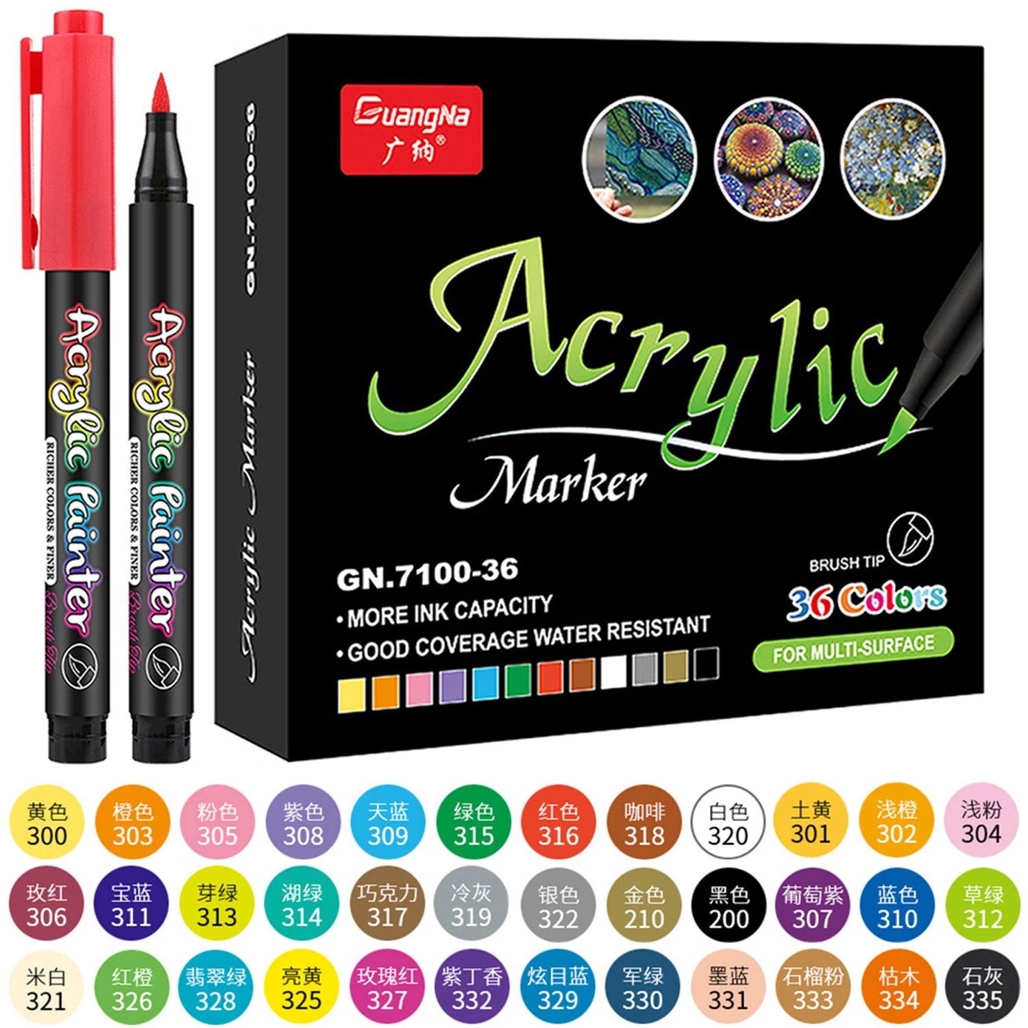 

12-60 Colors Acrylic Paint Pen Art Markers Fine Soft Nylon Brush Tip Opaque Water-Based Paint Quick-Dry Ink for All Surfaces