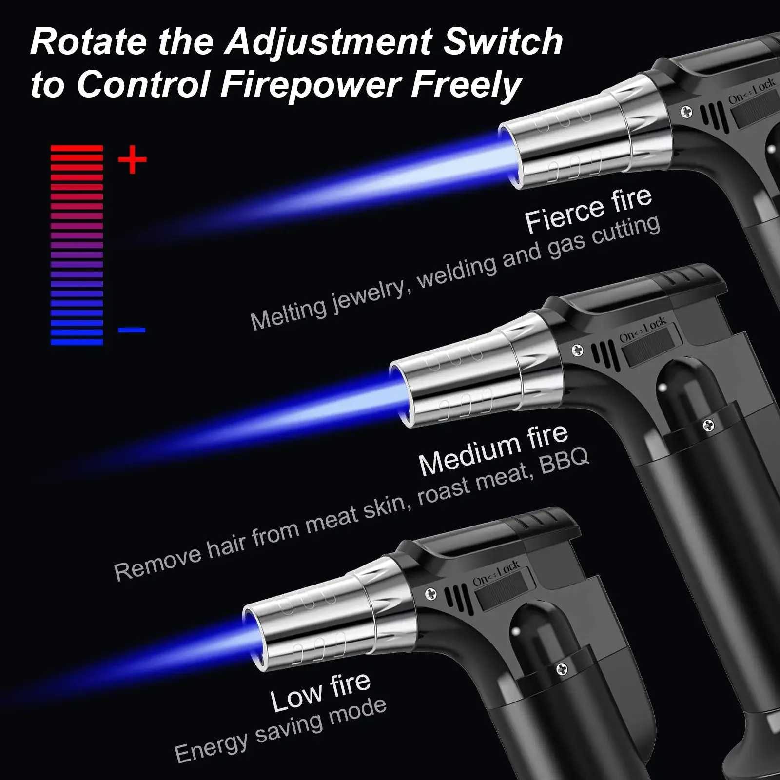 Portable Metal Flame BBQ Heating Ignition Grill Grill Kitchen Spray Gun Adjustable Cooking Butane Gas Spray Gun WindproofLighter 4