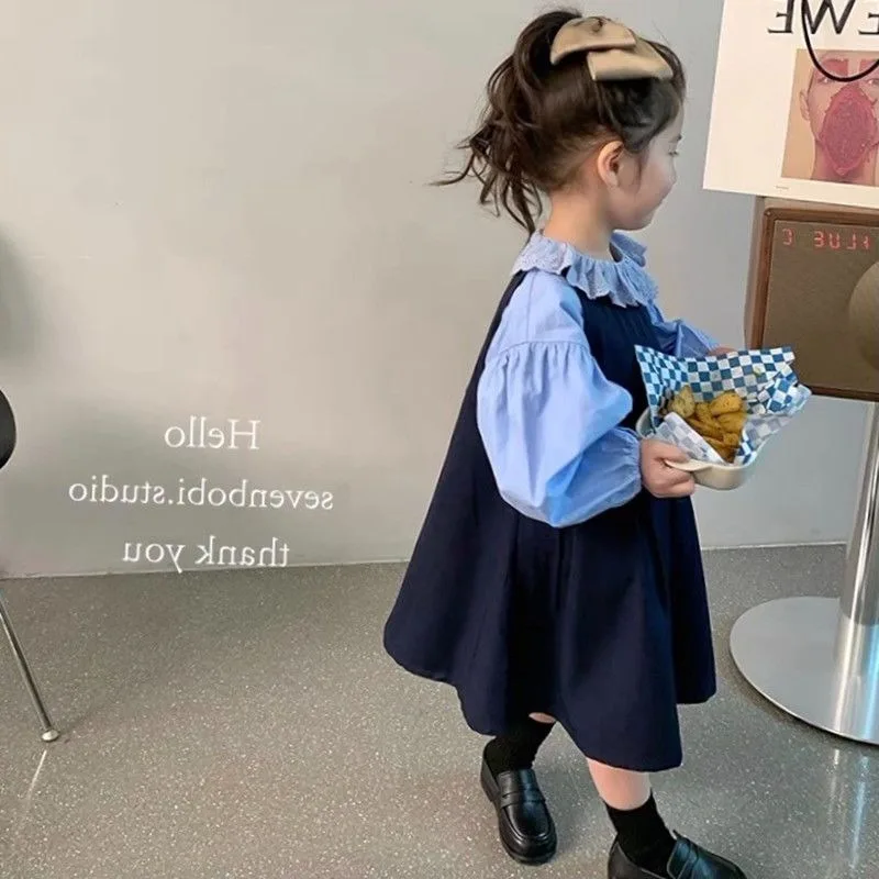 

НОВЫЕ комплекты детской одежды PTKPCC, осенне-весеннее платье-рубашка с длинным рукавом, модная Осенняя детская одежда для девочек, костюмы из двух предметов