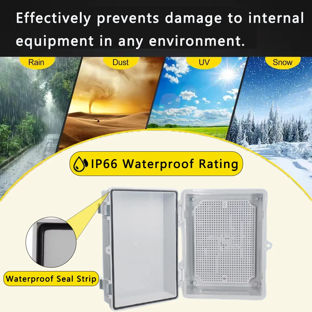 IP66 Waterproof Electrical Junction Box Gray/Transparent Cover ABS Plastic Enclosure Waterproof Power Outdoor Distribution Box