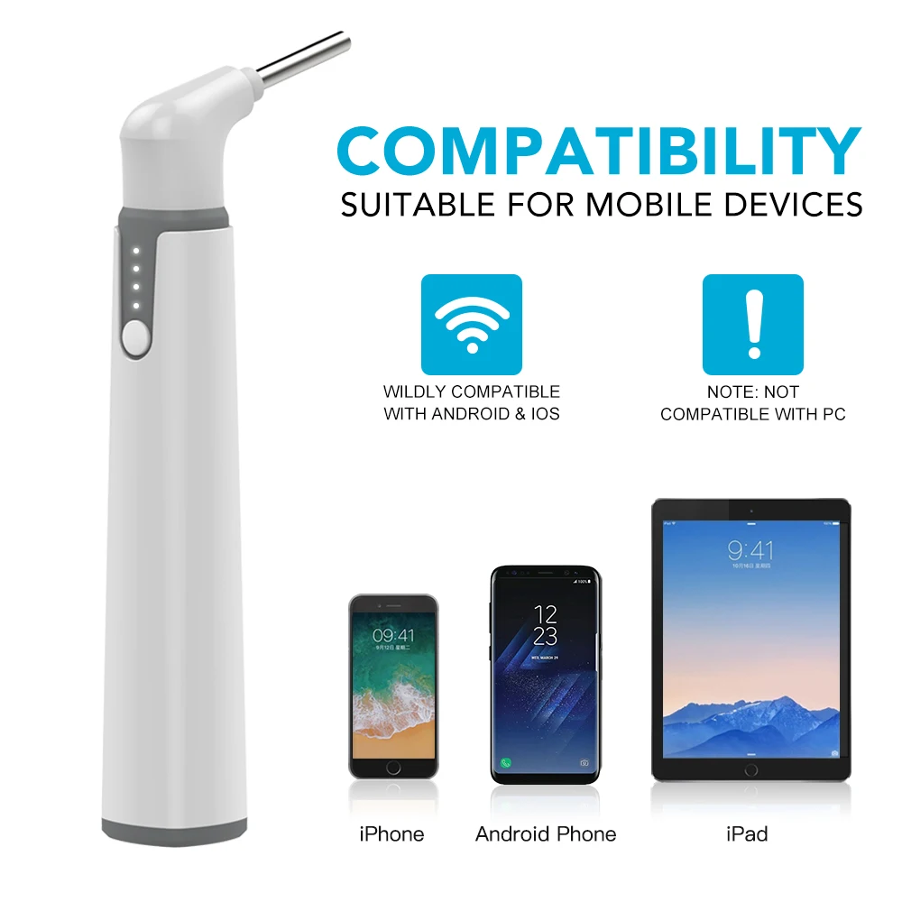 Otoscope d'oreille Wifi intelligent sans fil, 3.9mm, 1 pièce, 2 pièces,  nettoyage du cérumen visuel, Endoscope caméra pour iPhone Android iPad -  AliExpress