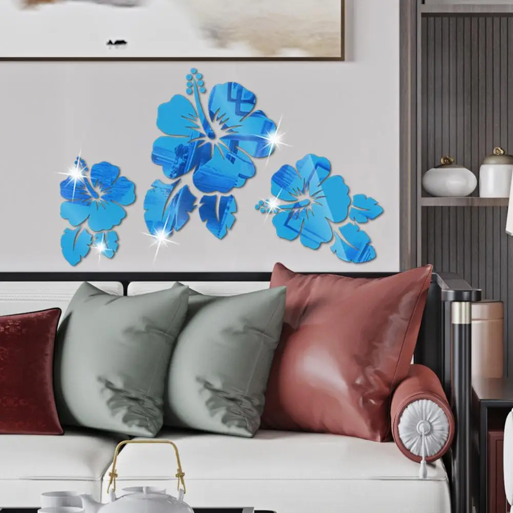 Acrylic Mirror Wall Sticker Floret 3D DIY Wall Decoration Stickers Reflective Mirror Wallpaper Home Decor Accessories