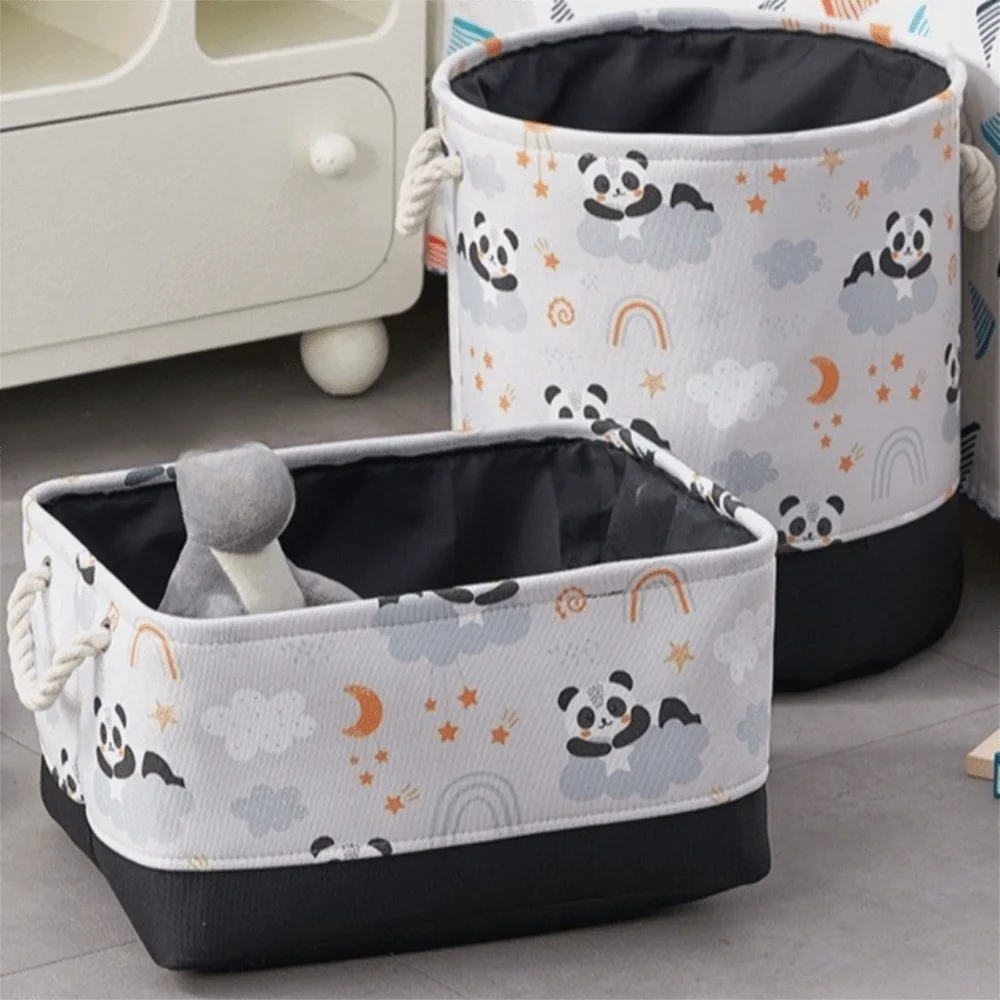 Multi-functional Cartoon Storage Basket Foldable Large Capacity Laundry Hamper with Handle Thickened Organizer Basket Room