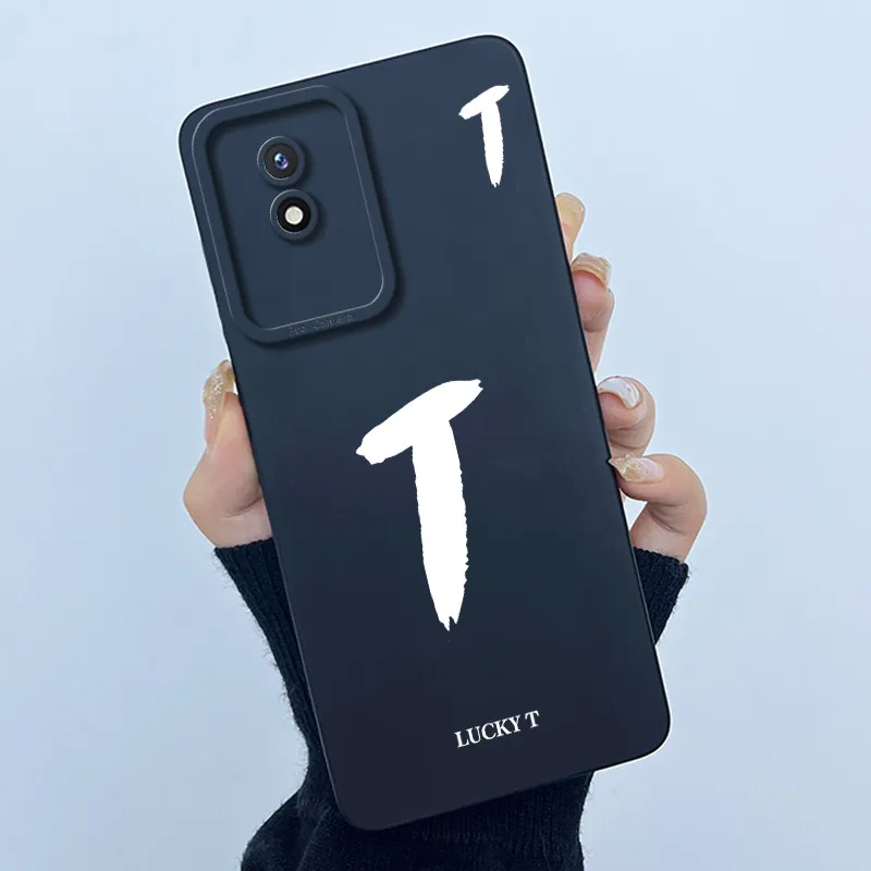 Lucky Initial Letter Silicone Soft Phone Case - Stylish Protective Bumper Cover