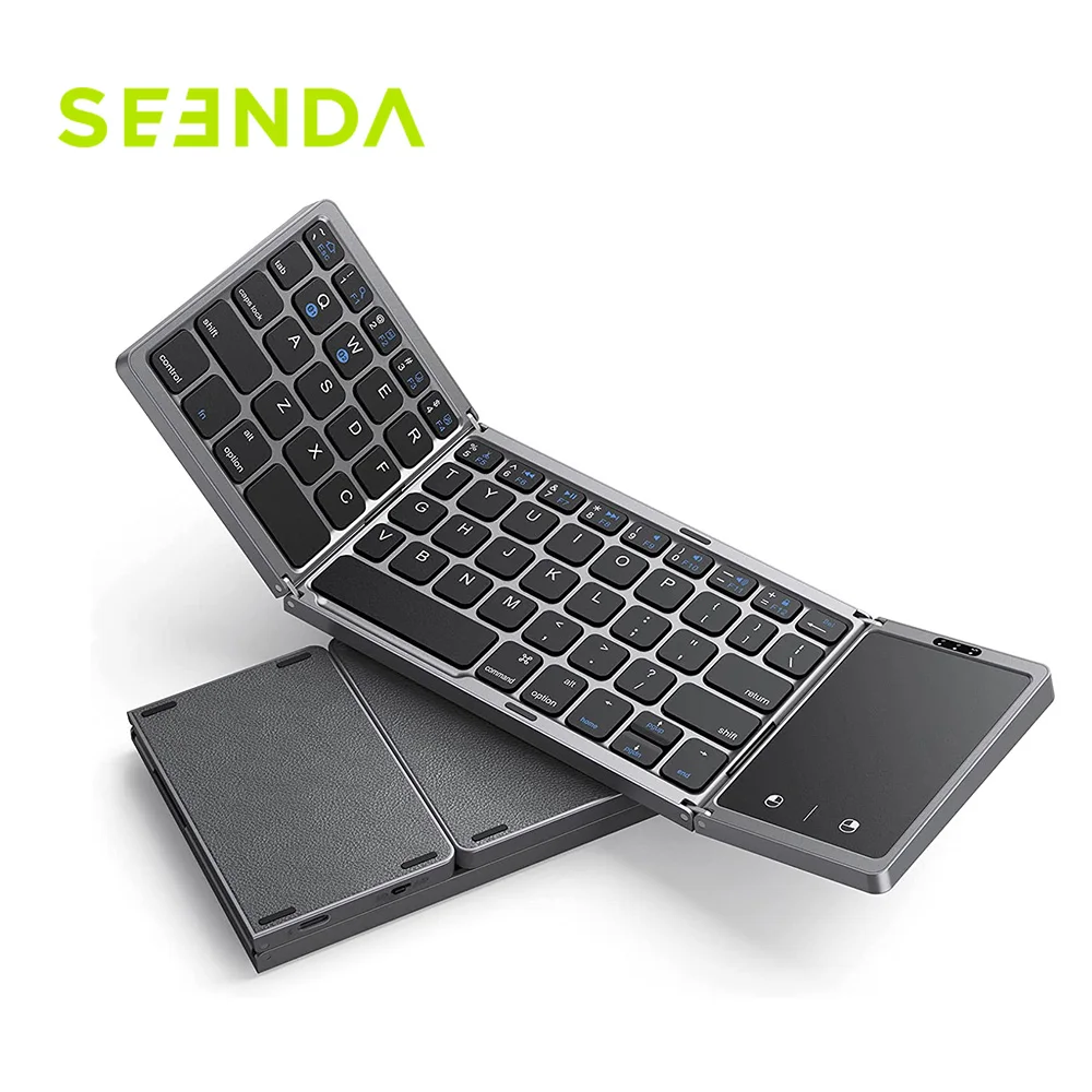 

Seenda Foldable Wireless Bluetooth Keyboard Rechargeable Folding Portable Keyboards for PC Mac Smartphone Windows iOS Android