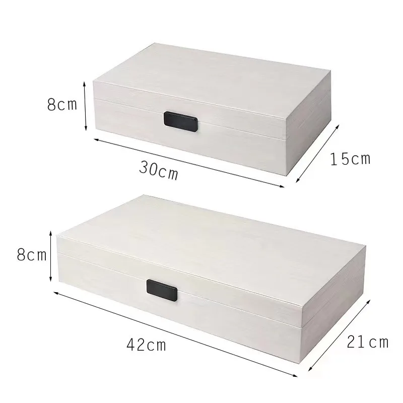 Large Jewelry Box Organizer Wood Surface Leather No Grid Necklace Jewelry Box Ivory Colour Multi Functional Packaging Supplies