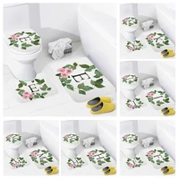 3pcs Letters and wreaths home bathroom floor mats Bath mat modern bathroom accessories rug Toilet mat Bathtub anti-slip carpet 1