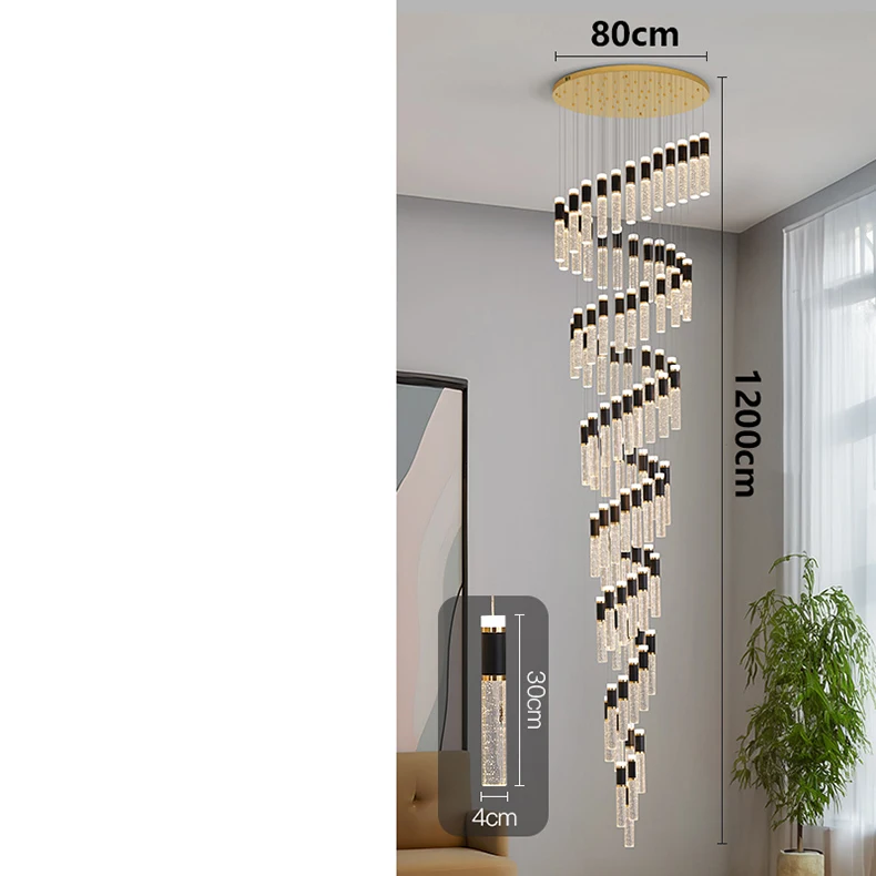 Modern Crystal Chandelier - Elegant Pendant Lamp for Living Room and Staircase