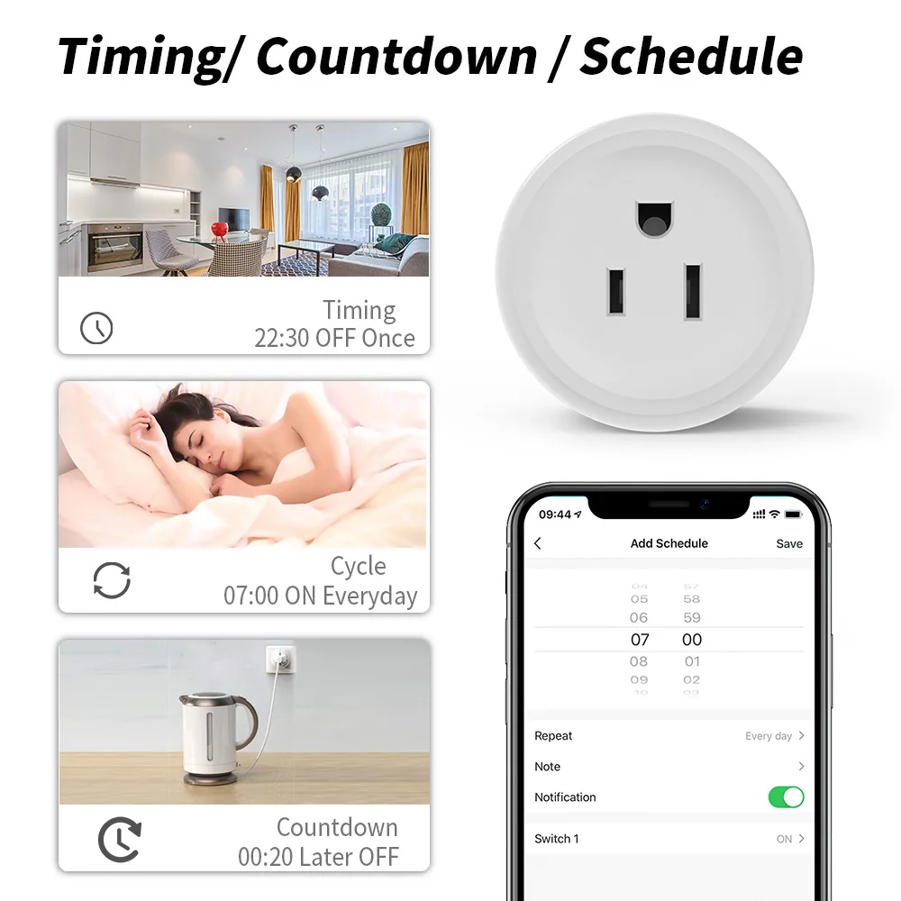 미국 플러그 10A WiFi 스마트 소켓 WiFi 블루투스 원격 Siri 음성 제어 HomeKit 스마트 홈 제어 타이머