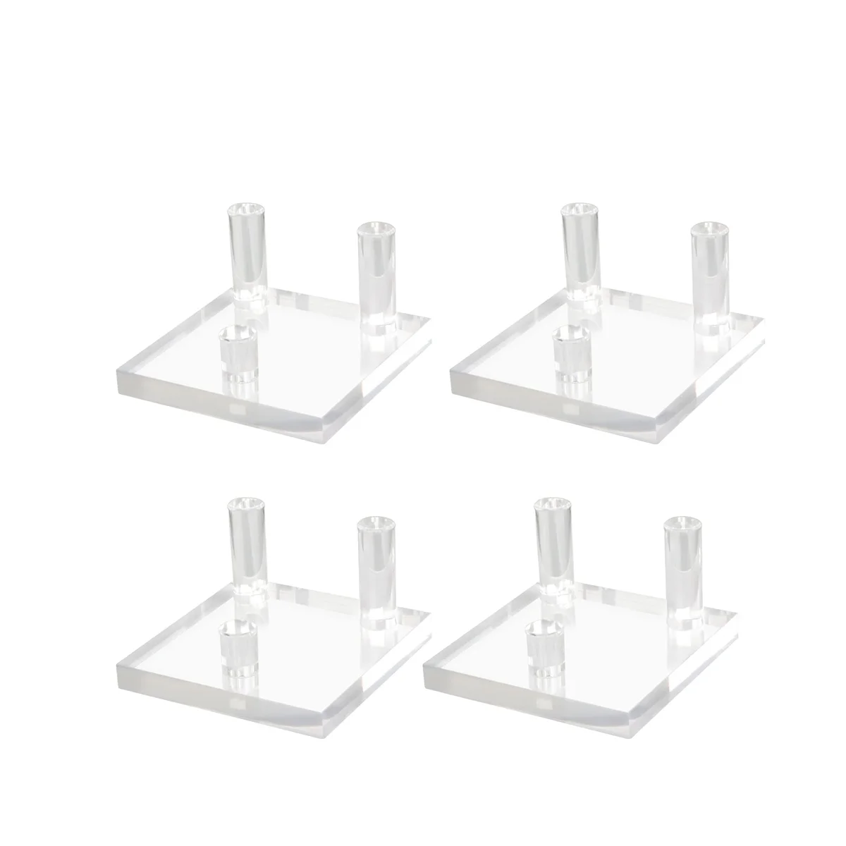 4 Packs 2.5Inch Rock Display Stand, Three-Peg Square Acrylic Display Stands for Rocks, Minerals Slab, ins style transparent acrylic square three grid pen holder storage rack large capacity desk pencil rack school office stationery