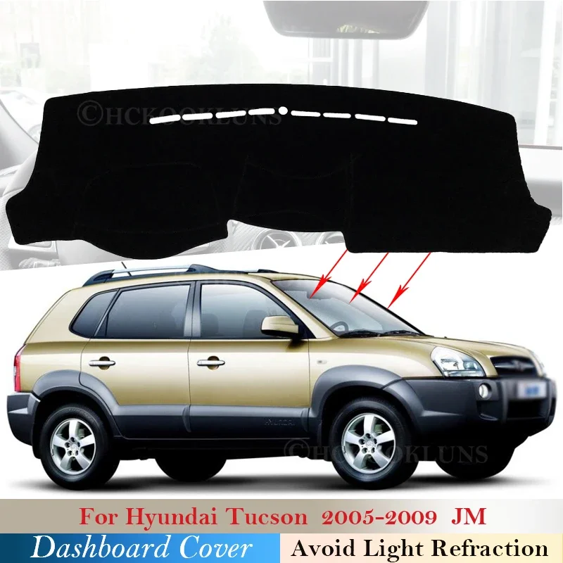 

Крышка приборной панели, защитная накладка для Hyundai Tucson 2005, 2006, 2007, 2008, 2009, JM, автомобильные аксессуары, приборная панель коврик от солнца, приборная панель