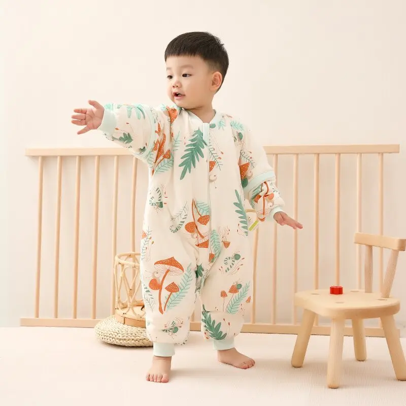 Baby Sleeping Bag Thickened Warm Children's Cotton Clip Cold Baby Clothing Bodysuit Thermostatic Sleeping Bag Autumn Winter