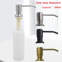 Kitchen Sink Liquid Soap Dispenser Pump 300ML Stainless Steel Liquid Soap Bottle Sink Mount Hand Pressure Soap Dispenser Bottle 1