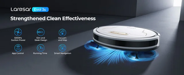 Robot Aspirapolvere 4500 Pa Con Mop - Aspirazione Boost Automatica, Ultra Sottile Per Peli Animali, App Control