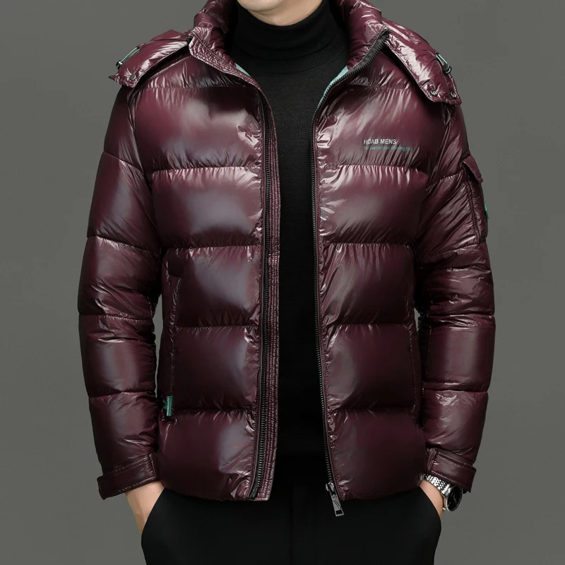 Winter Men Down Jacket Fashion Glossy Waterproof Short Down Jacket High Quality Male Lightweight Snowski White Duck Down Parka