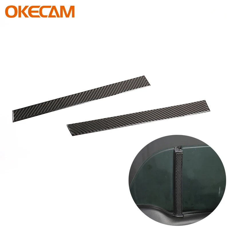 2Pcs For Benz Smart 453 Fortwo 2015-2021 Real Carbon Fiber Car Door Window B-Pillar Stickers Interior Modification Accessories