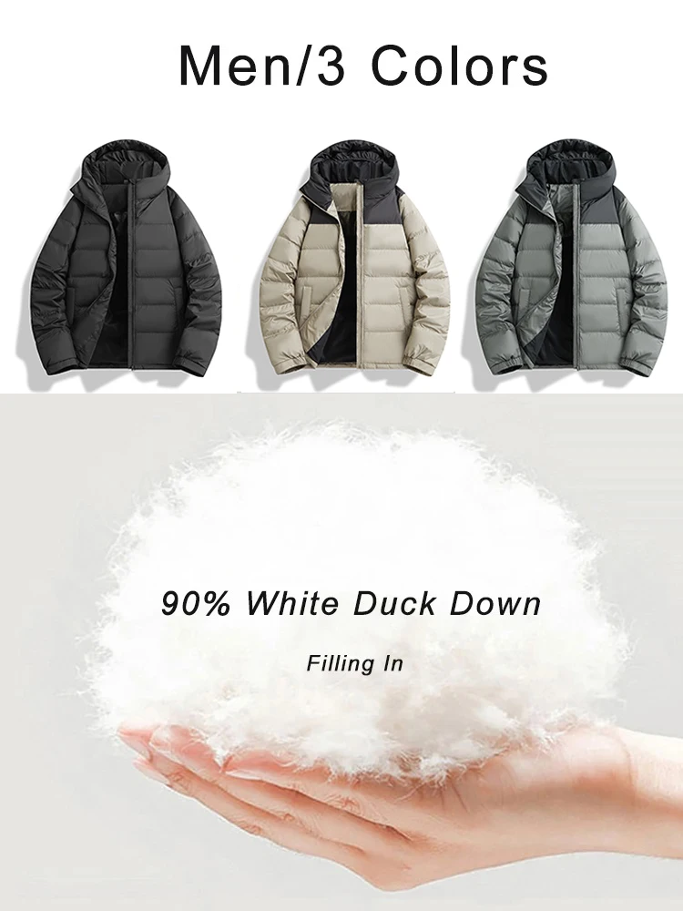90% White Duck Down Men's Winter Jacket Warm Down Coats Hooded Windbreaker Fashion Patchwork Casual Puffer Jackets Big Size 8XL