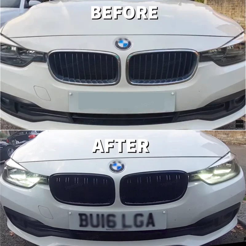 Griglia Anteriore Nera Lucida Per BMW Serie 3 F30/F31 2012-2018 - Doppia Lamella Stile Sportivo - Foto 1