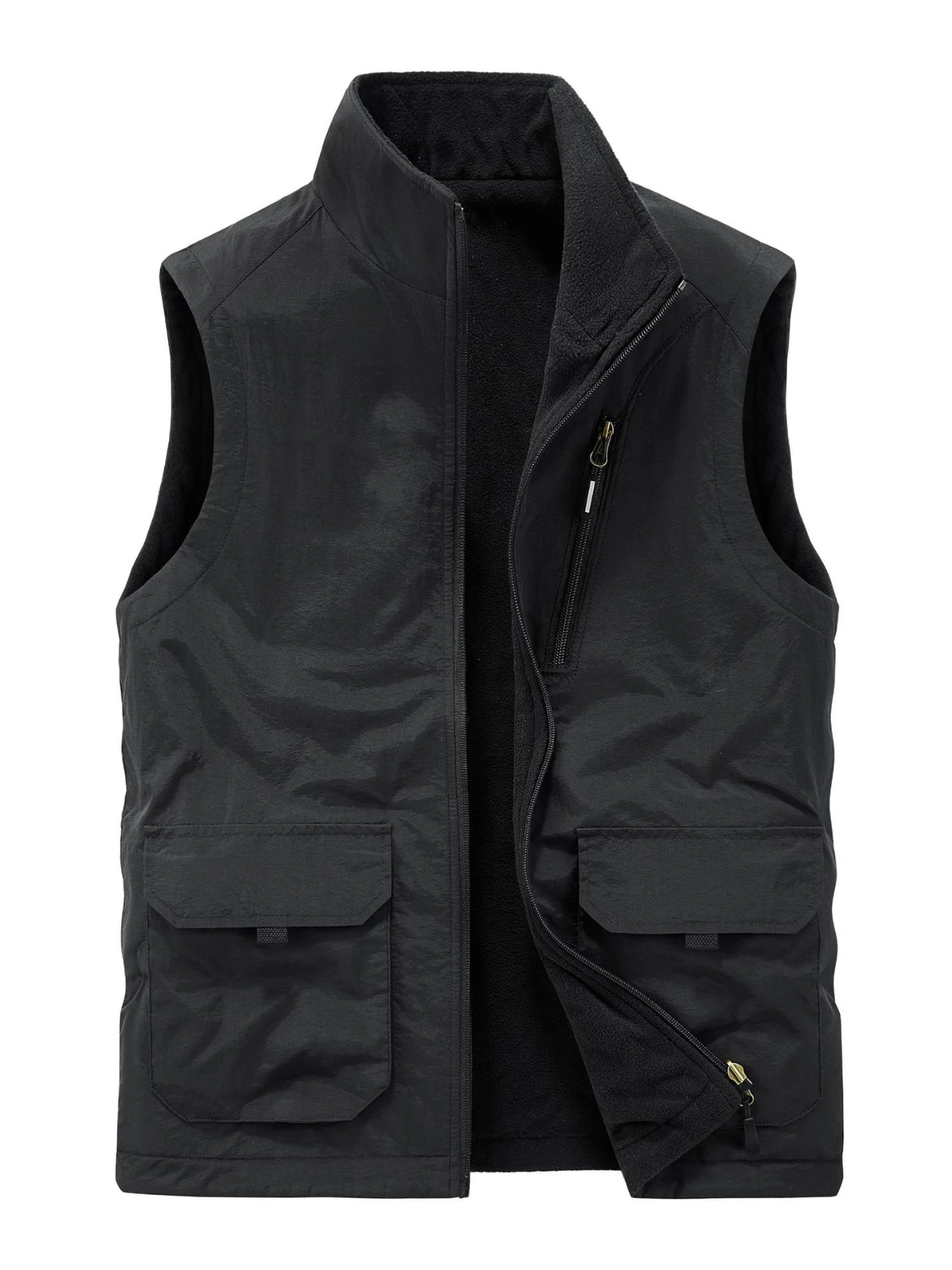 

Brands New Autumn Winter Tool Vest Sleeveless Jacket Padded Thickened Fur Lined Coat Double-sided Wear Coats High Quality Warm