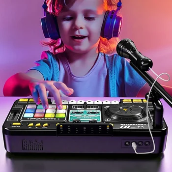 Mixer DJ per Bambini con Microfono, Tastiera Elettronica, Controller DJ Bluetooth, Strumento Musicale, Regalo di Natale per Bambini